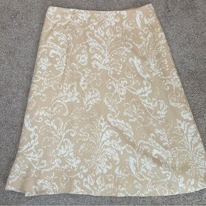 tommy bahama vintage a line silk lined Beige Floral skirt size 2